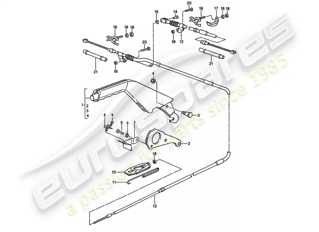 porsche 1993 (928) actuador - freno de mano diagrama de piezas