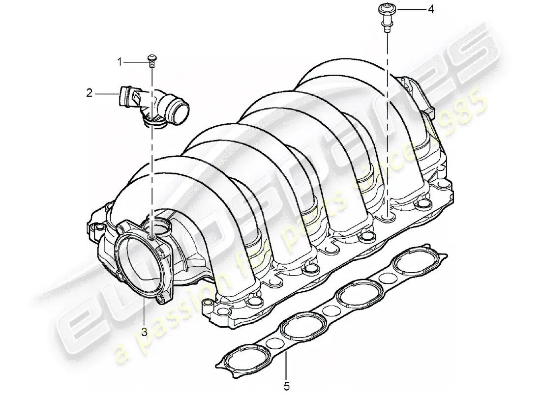 porsche 2005 (cayenne e1 9pa) distribuidor de aire de admisión diagrama de piezas