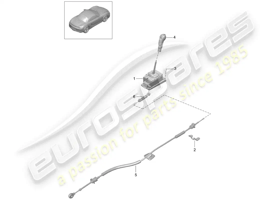 porsche 2012 (981 boxster) palanca selectora diagrama de piezas