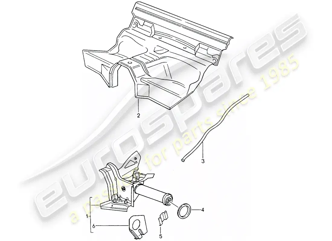 porsche 1990 (964) diagrama de piezas del tubo transversal del eje trasero