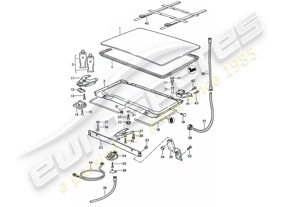 porsche 1993 (968) techo elevable diagrama de piezas