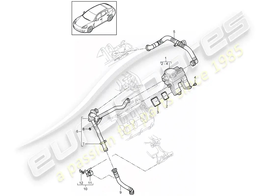 porsche 2015 (panamera 970) crankcase diagrama de piezas