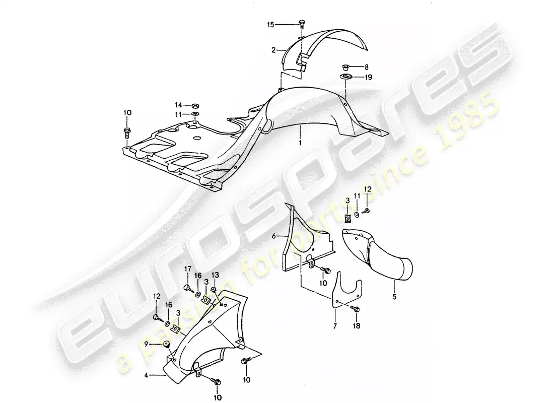 porsche 1990 (964) diagrama de piezas del conducto de aire