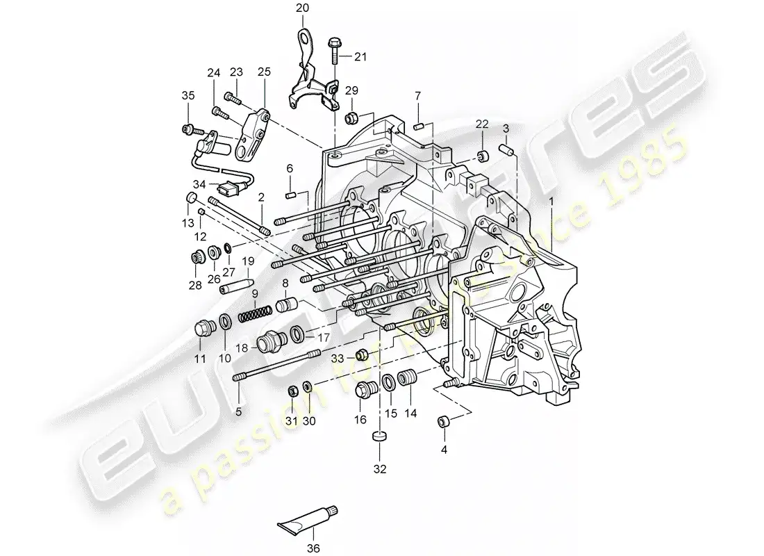 porsche 2009 997-2 turbo / gt2 crankcase diagrama de piezas