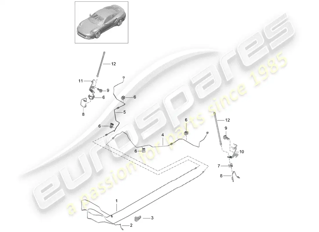 porsche 2015 (991-1 turbo) línea de freno diagrama de piezas