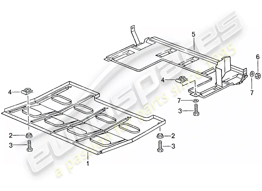 porsche 1990 (944) protección inferior diagrama de piezas