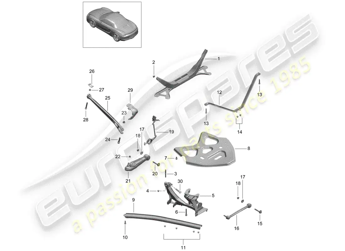 porsche 2012 (981 boxster) eje posterior diagrama de piezas