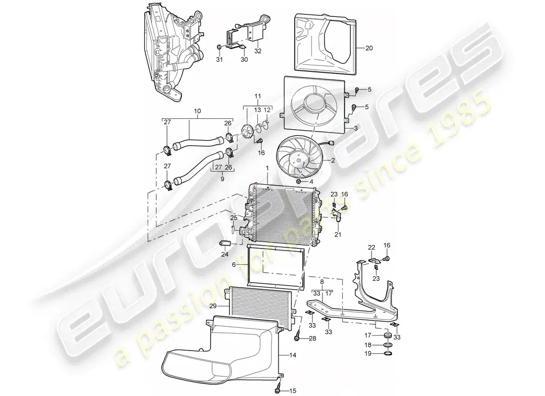 porsche 2009 (997-2 gt3) water cooling 3 diagrama de piezas