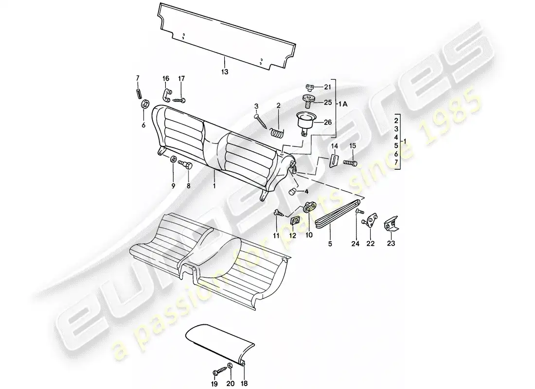 porsche 1982 (944) asiento de emergencia - piezas individuales diagrama de piezas