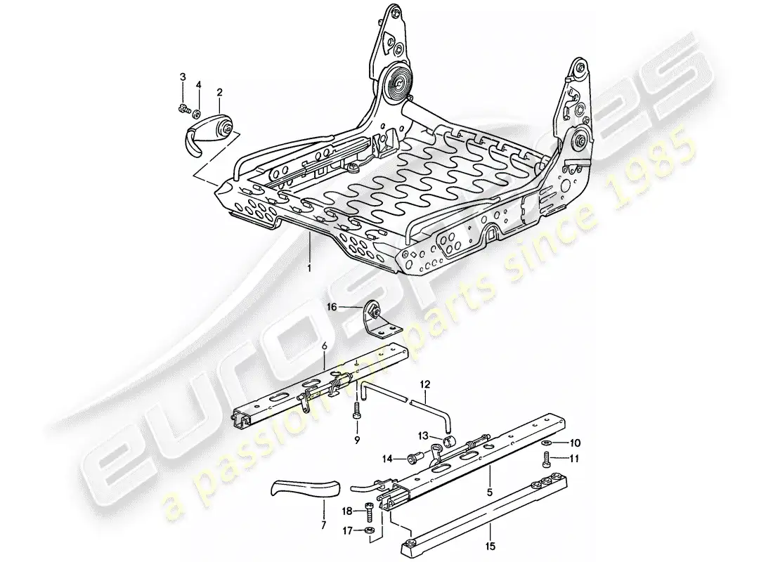 porsche 1984 (911) marco para asiento - ajustable manualmente - d - mj 1985>> diagrama de piezas