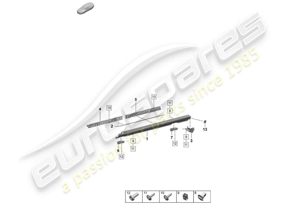 porsche 2025 (macan-e) accesorios de moldura exterior de larguero diagrama de piezas