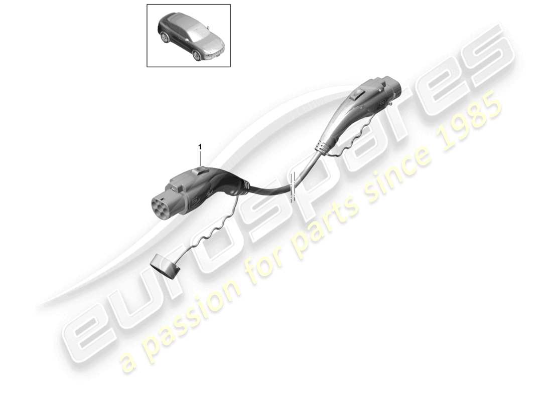 porsche 2024 (cayenne e3 9ya/9yb) diagrama de piezas del cable de carga para estación de carga pública