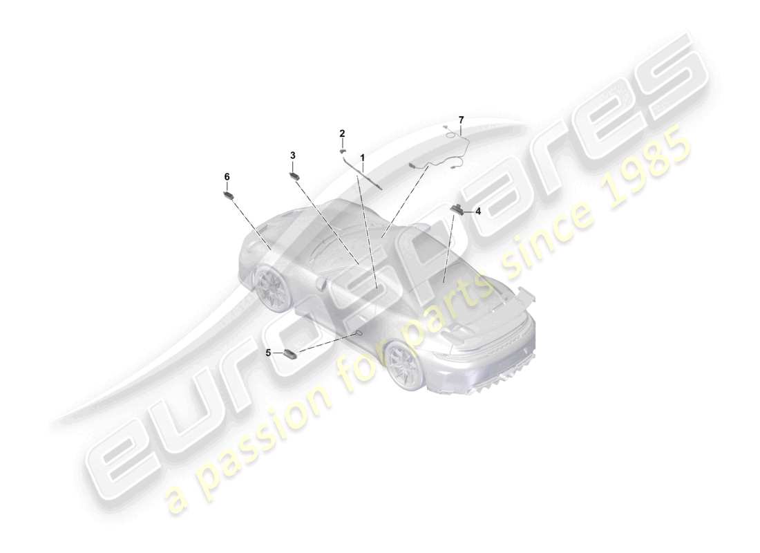 porsche 2025 (992-2 gt3) luz interior luz de advertencia de la puerta luz del espacio para los pies diagrama de piezas