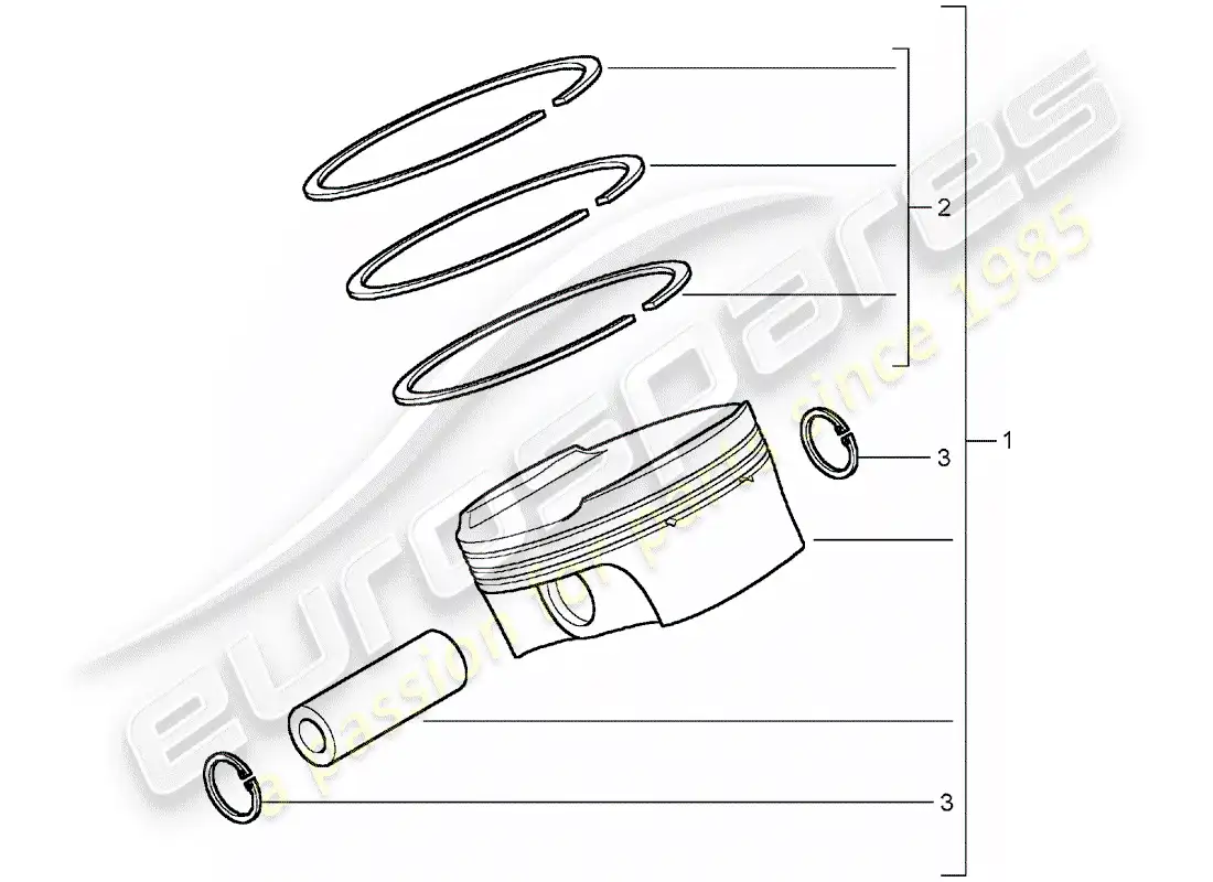 porsche 2005 (carrera gt) pistón - aros de pistón diagrama de piezas