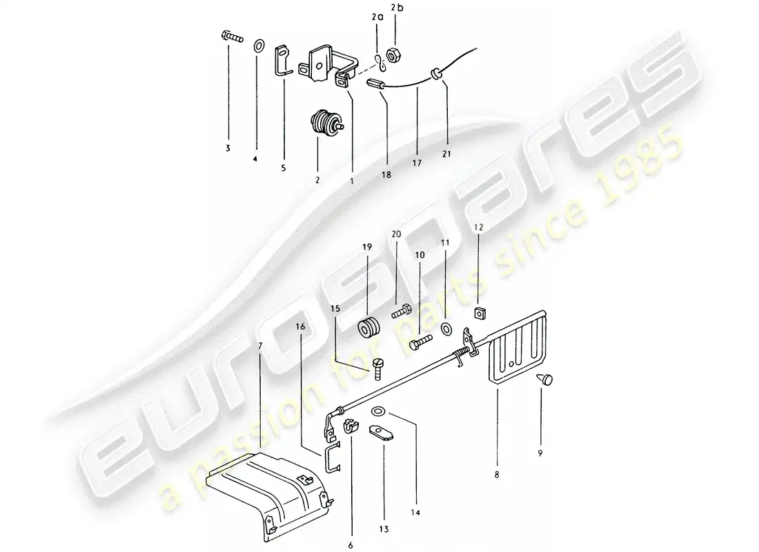 porsche 1975 (914) diagrama de piezas del control del aire de enfriamiento