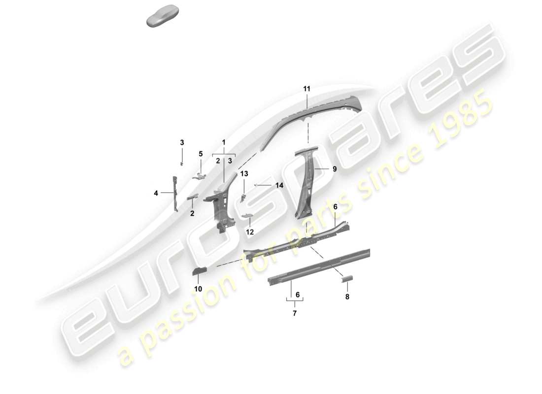 porsche 2026 (taycan 9j1-2) panel lateral, parte frontal interior, parte exterior diagrama de piezas