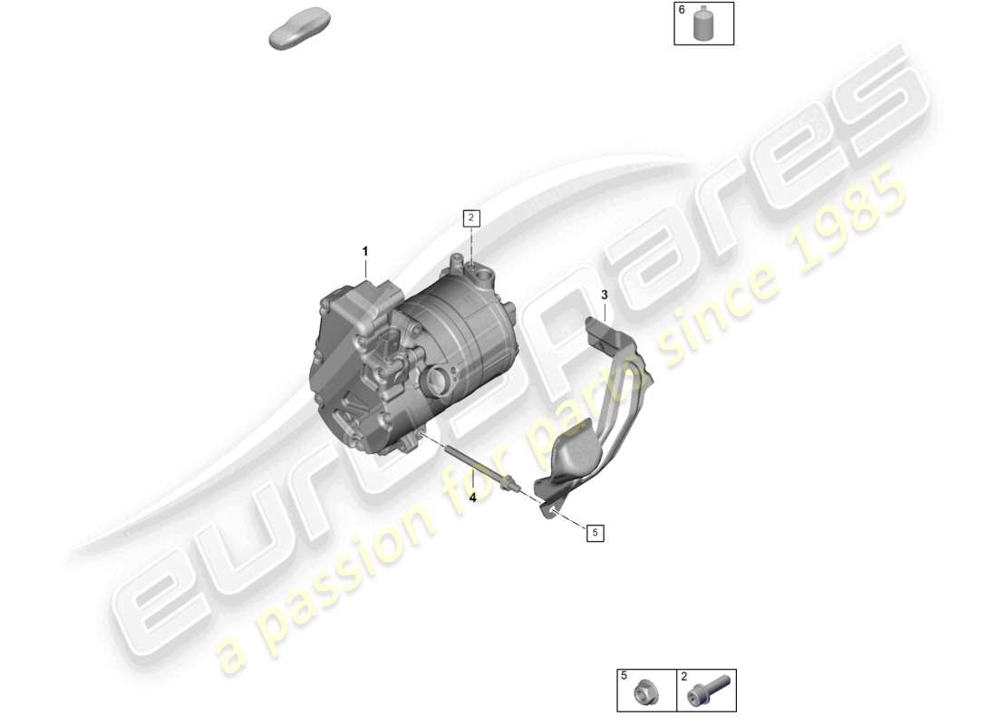 porsche 2025 (panamera 976) diagrama de piezas del compresor de aire acondicionado eléctrico para vehículos con propulsión híbrida