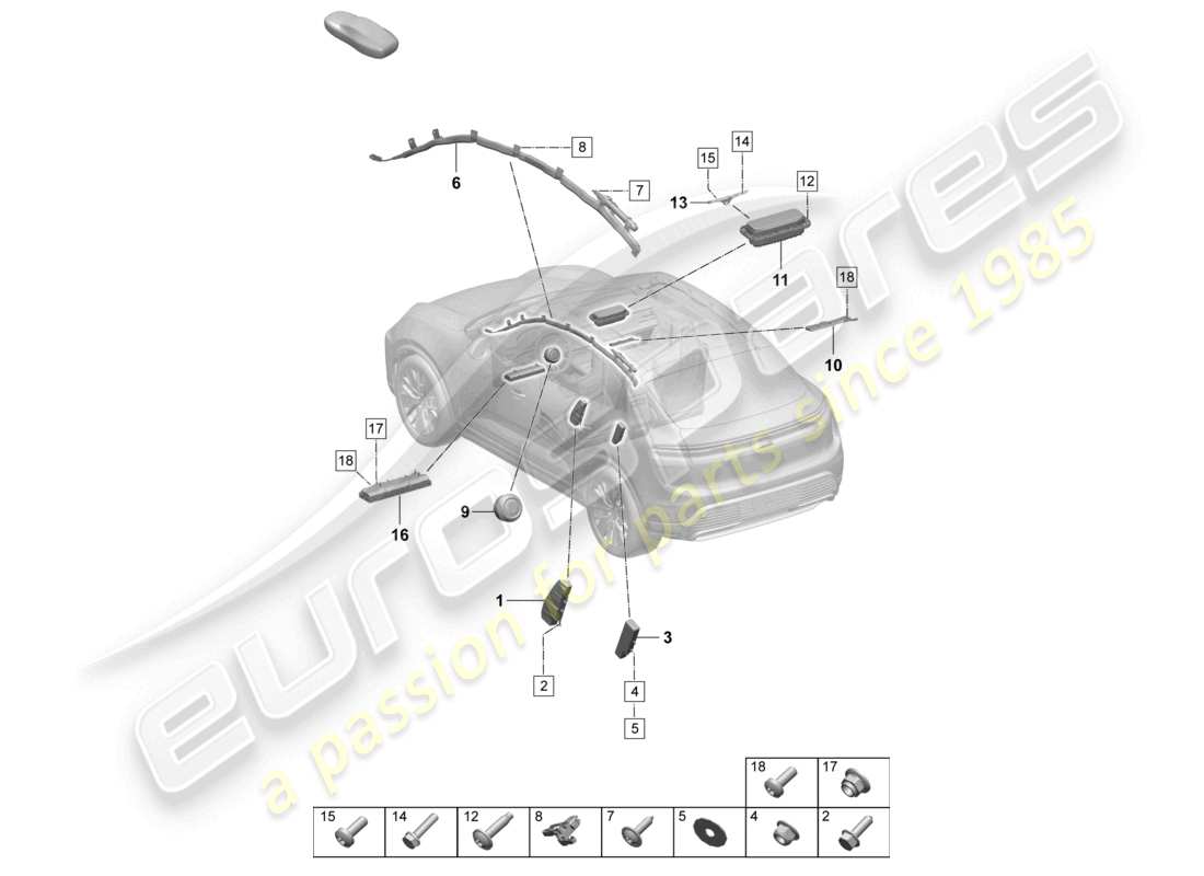 porsche 2025 (macan-e) bolsa de aire diagrama de piezas