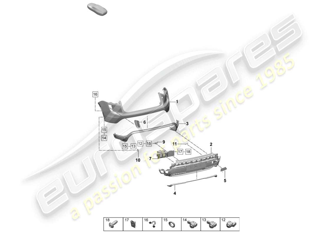 porsche 2025 (macan-e) parachoques trasero diagrama de piezas