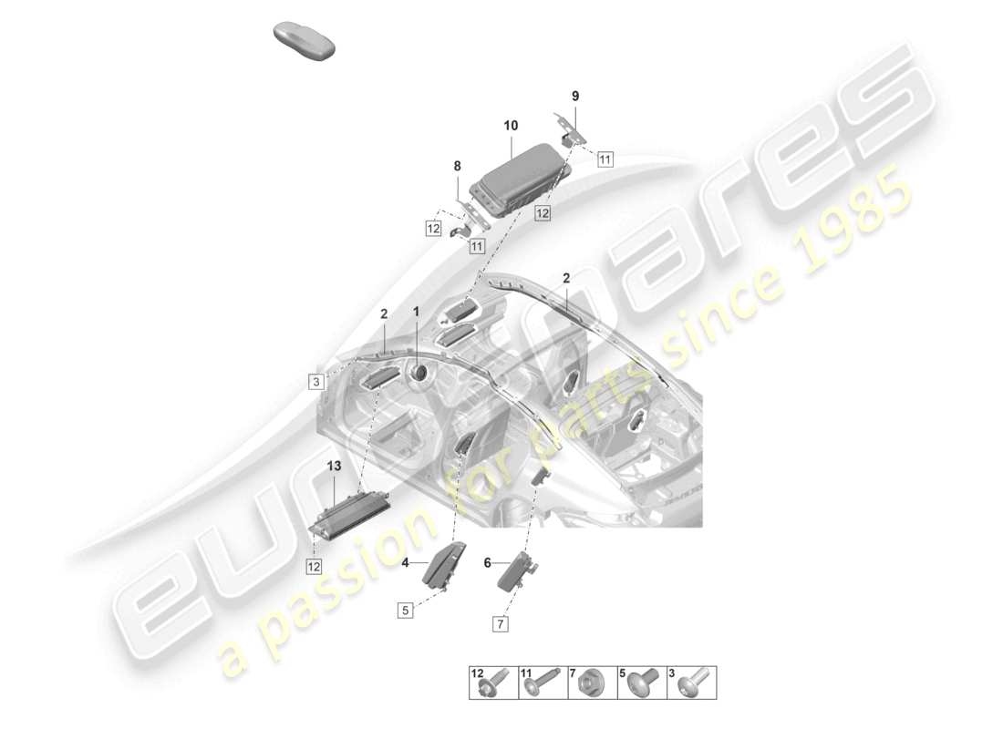 porsche 2022 (panamera 971-2) diagrama de piezas del airbag