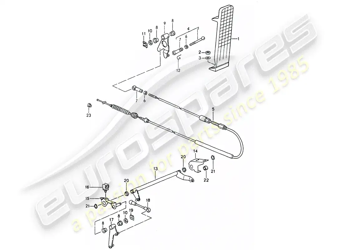 porsche 1990 (964) pedales - control del acelerador diagrama de piezas