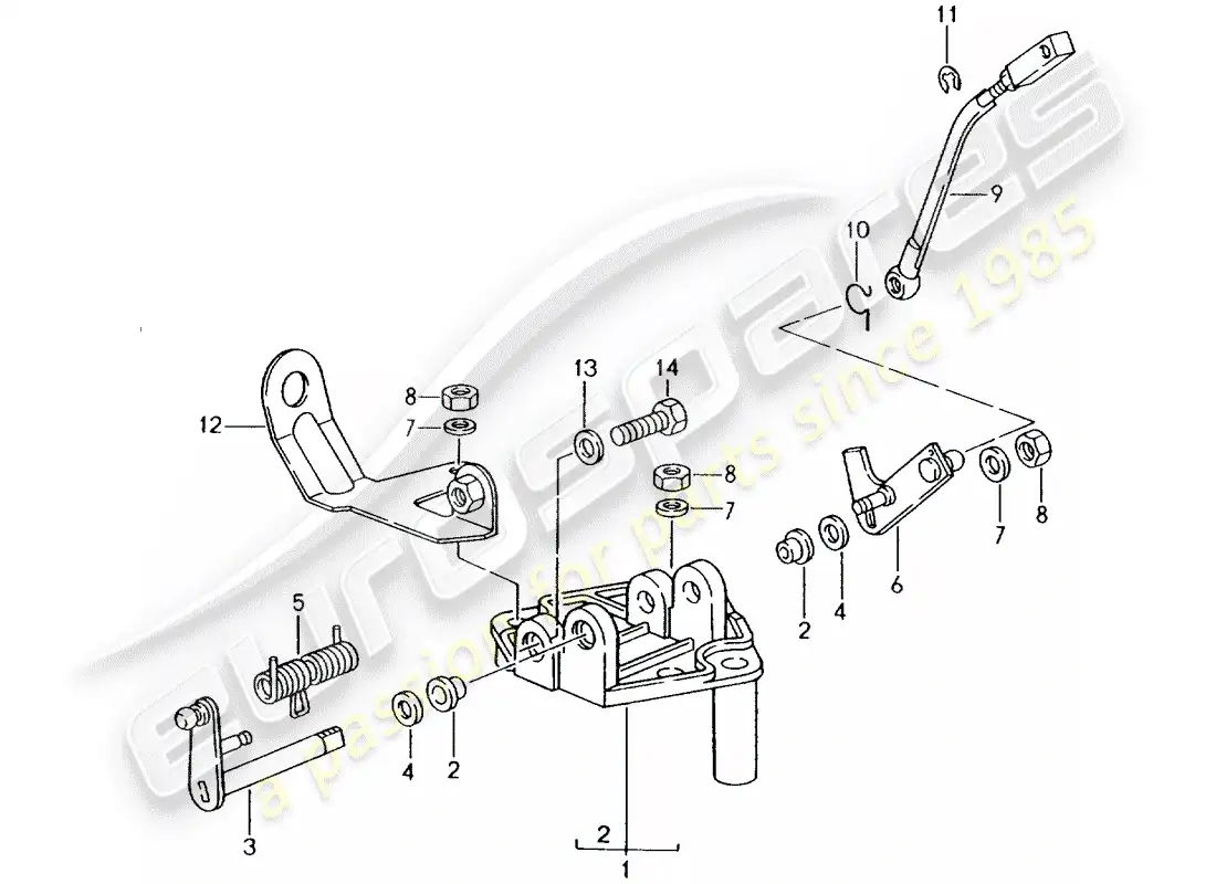 porsche 1989 (964) soporte - varillaje del acelerador diagrama de piezas