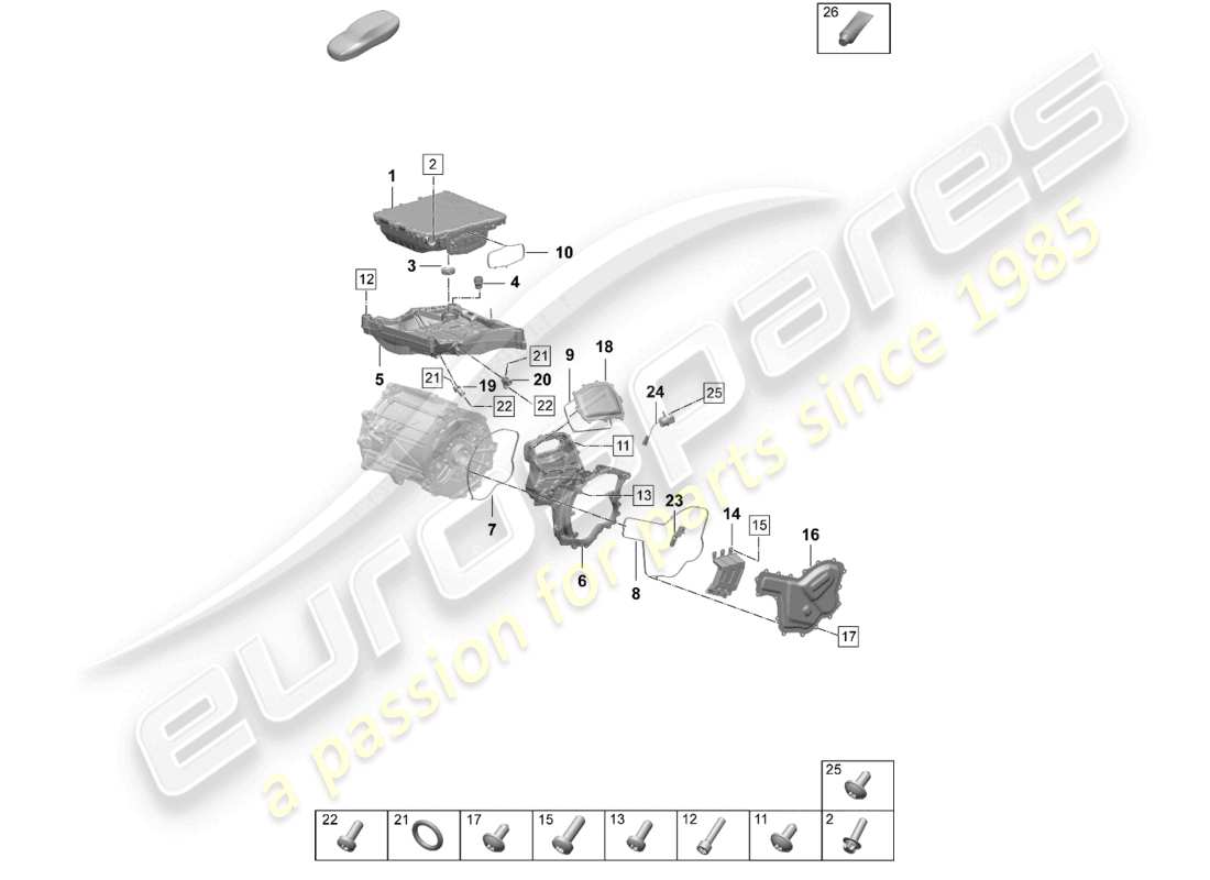 porsche 2026 (taycan 9j1-2) motor de tracción para accionamiento eléctrico piezas individuales eje trasero diagrama de piezas