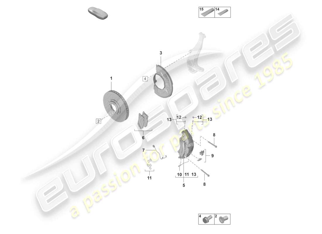 porsche 2022 (panamera 971-2) diagrama de piezas del eje delantero del pccb del freno de disco