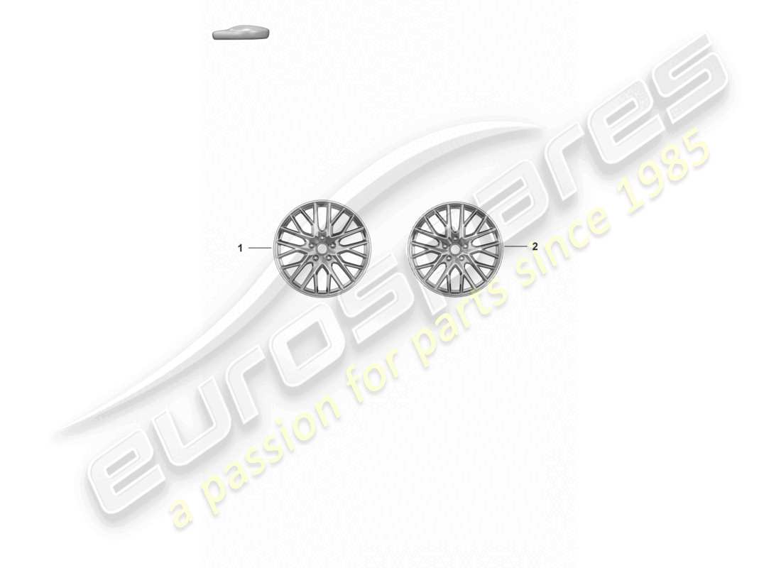 porsche 2022 (panamera 971-2) llanta de aleación 21 para neumáticos de invierno *no es posible la función 'fi' en función del diseño de rueda disponible, las ruedas se pueden encontrar en el catálogo de piezas de repuesto del vehículo correspondiente (gama de fábrica) o en el catálogo de equipos (accesorios). diagrama de piezas