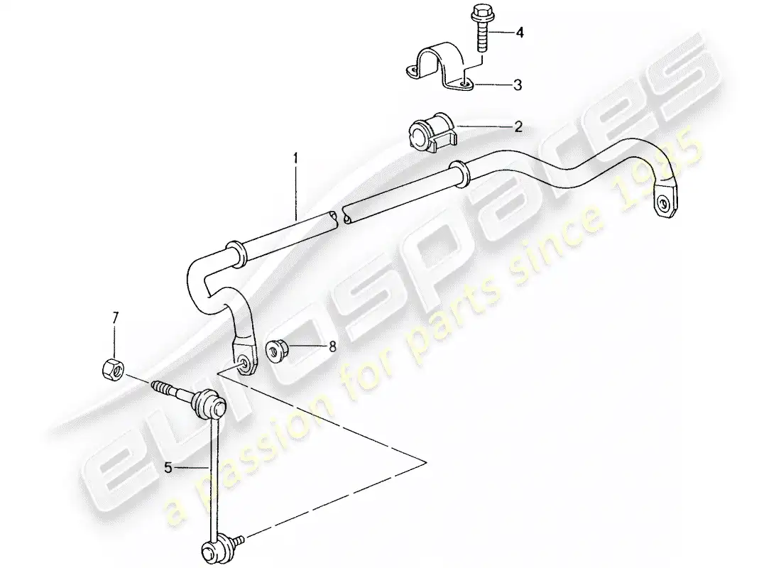 porsche 2004 (986 boxster) estabilizador diagrama de piezas