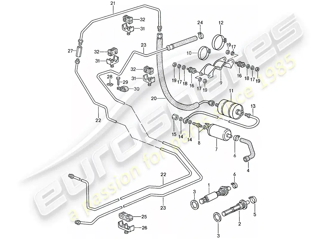 porsche 1990 (928) fuel system diagrama de piezas