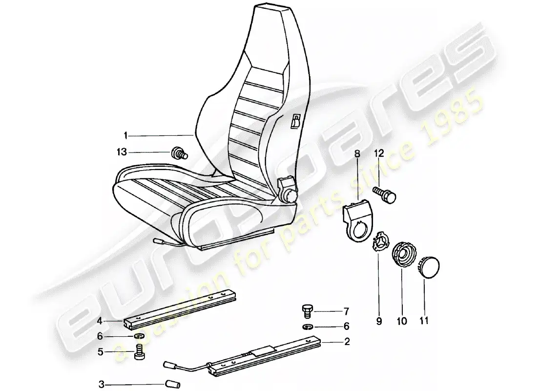 porsche 1980 (911) asiento deportivo - completo - d - mj 1981>> diagrama de piezas