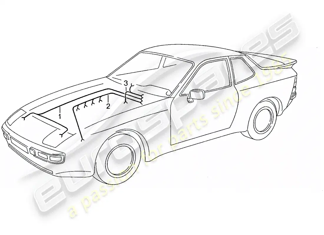 porsche 1990 (944) arneses de cableado - motor - calentador - aire acondicionado diagrama de piezas