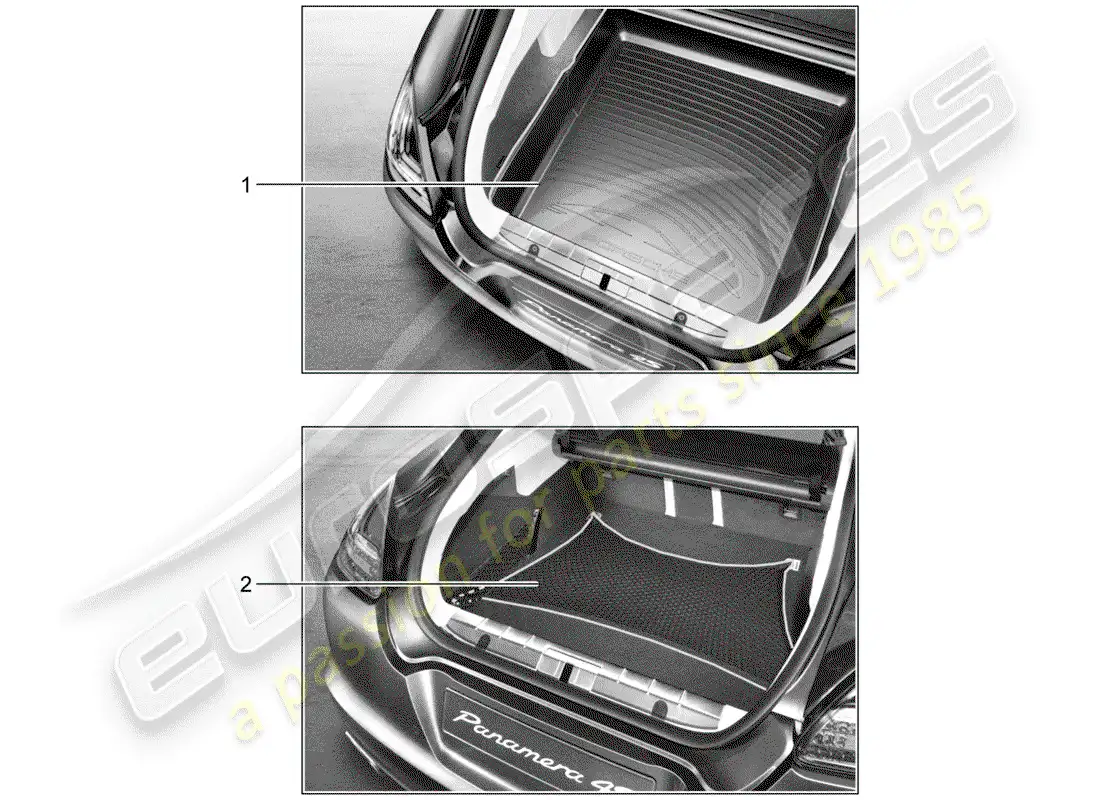 porsche 2010 (tequipment panamera) revestimiento del maletero diagrama de piezas