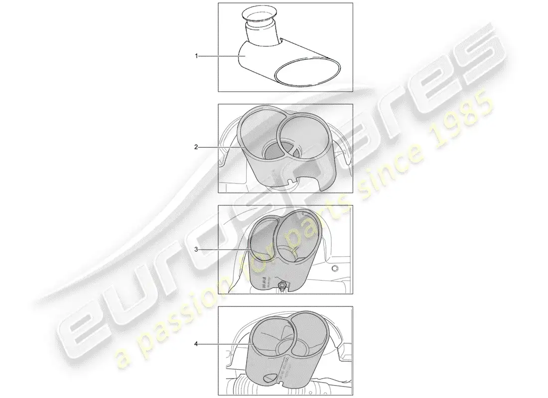 porsche 2010 (tequipment) tubo de escape diagrama de piezas