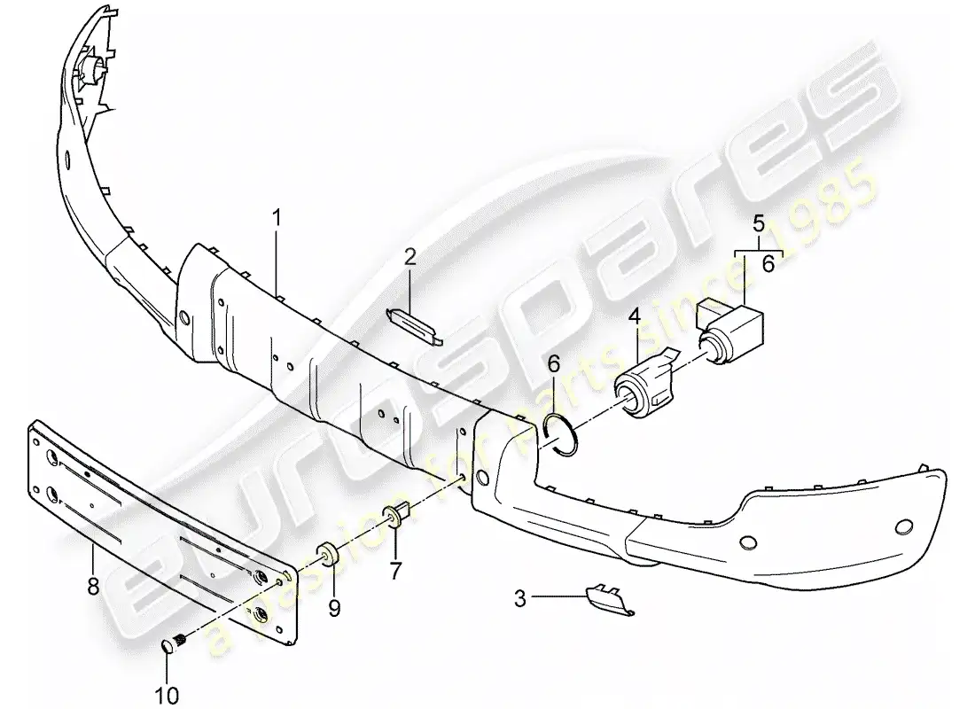 porsche 2005 (cayenne e1 9pa) protectores de parachoques diagrama de piezas