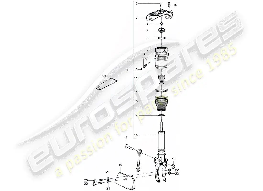 porsche 2009 (cayenne e1 9pa) suspensión diagrama de piezas