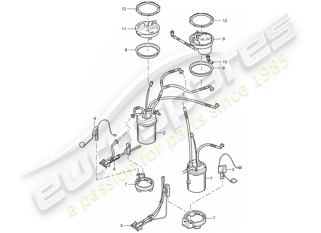 porsche 2005 (cayenne e1 9pa) depósito de combustible diagrama de piezas