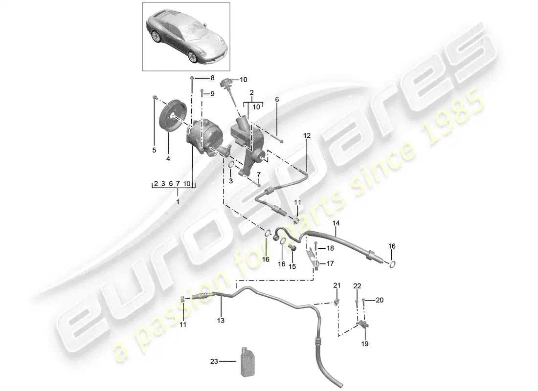 porsche 2019 (991-2) línea hidráulica diagrama de piezas