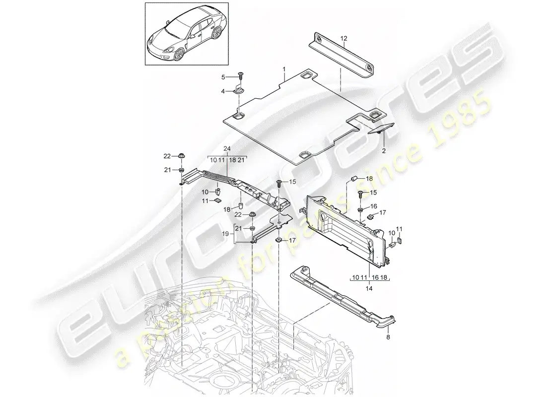 porsche 2013 (panamera 970) adornos diagrama de piezas