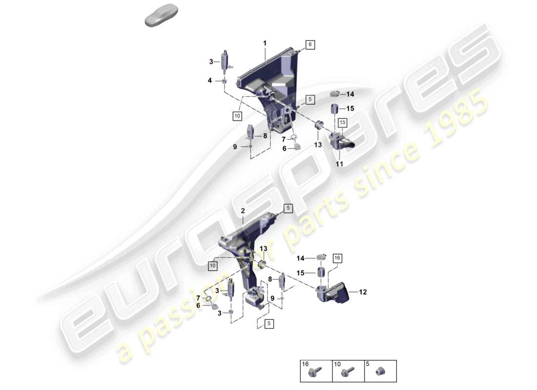 porsche 2026 (panamera 976) diagrama de piezas del depósito de agua de lavado y piezas individuales