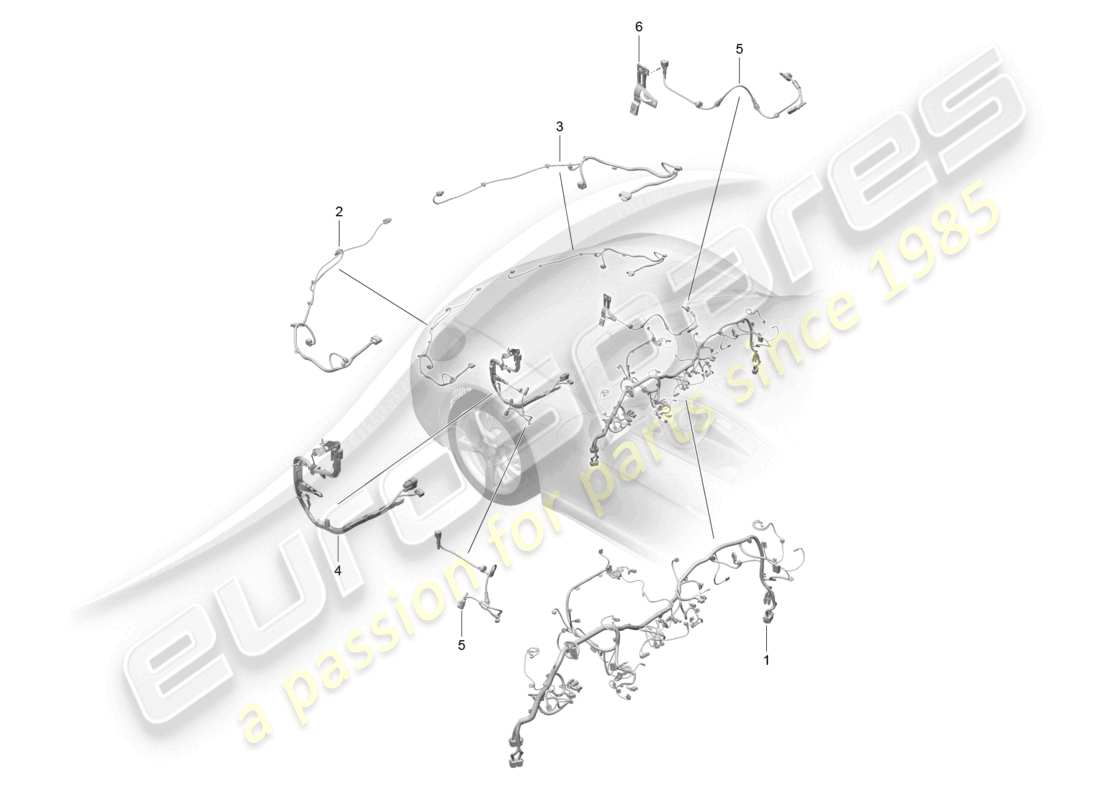 porsche 2021 (718 cayman) diagrama de cableado del tablero delantero, molduras, dirección, diferencial del eje delantero