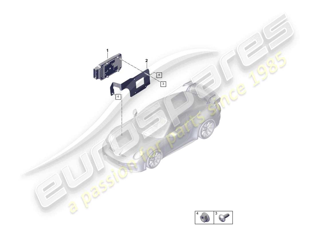 porsche 2025 (992-2 gt3) unidad de control para chasis diagrama de piezas