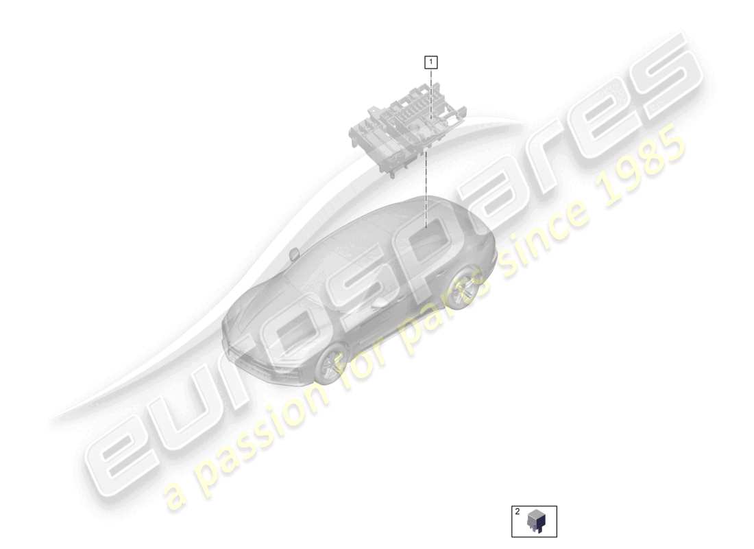 porsche 2025 (panamera 976) diagrama de piezas de la parte trasera de la caja de relés