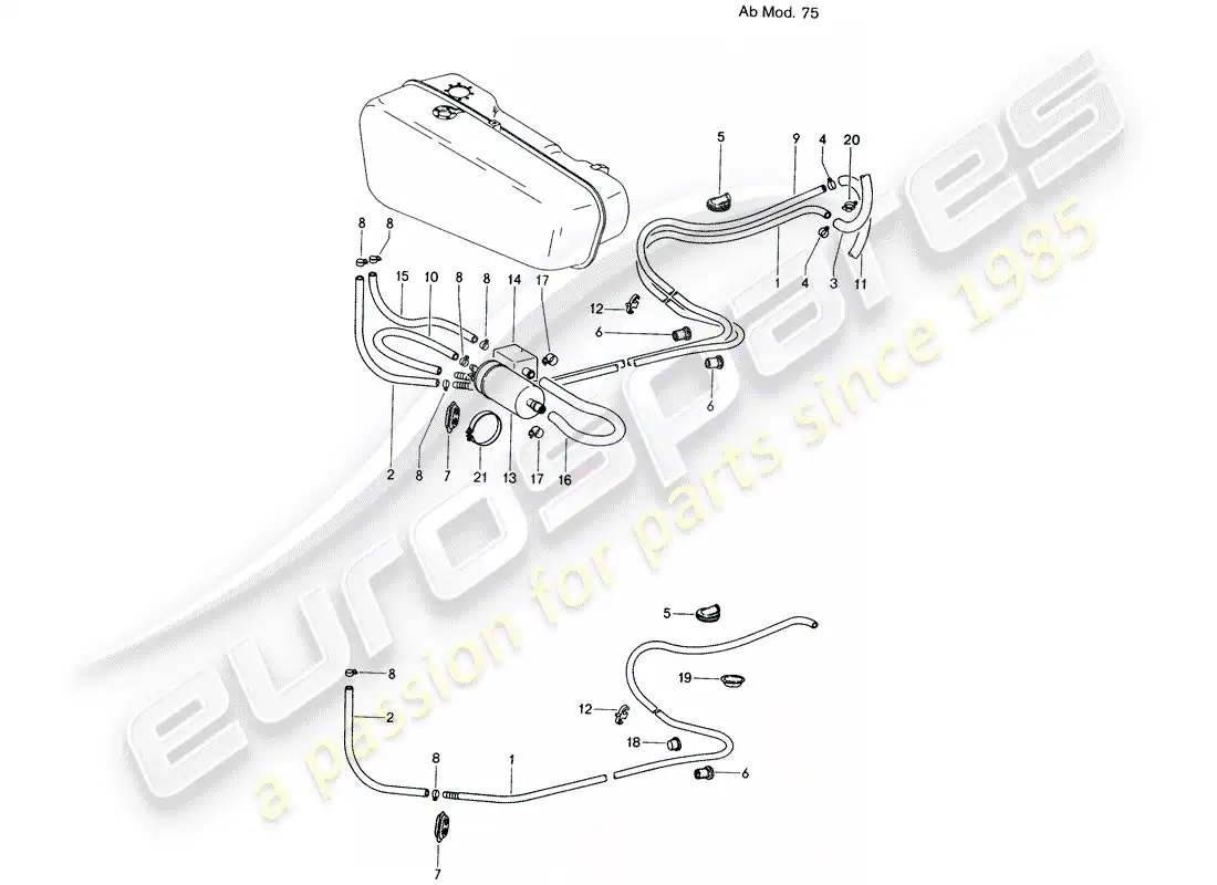 porsche 1971 (914) línea de combustible - d - mj 1975>> diagrama de piezas