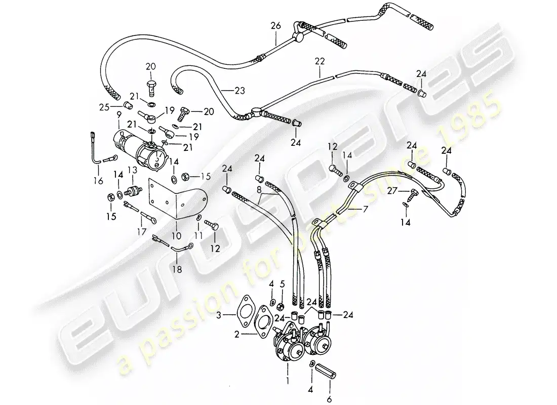 porsche 1965 (911/912) bomba de combustible - d >> - mj 1968 diagrama de piezas