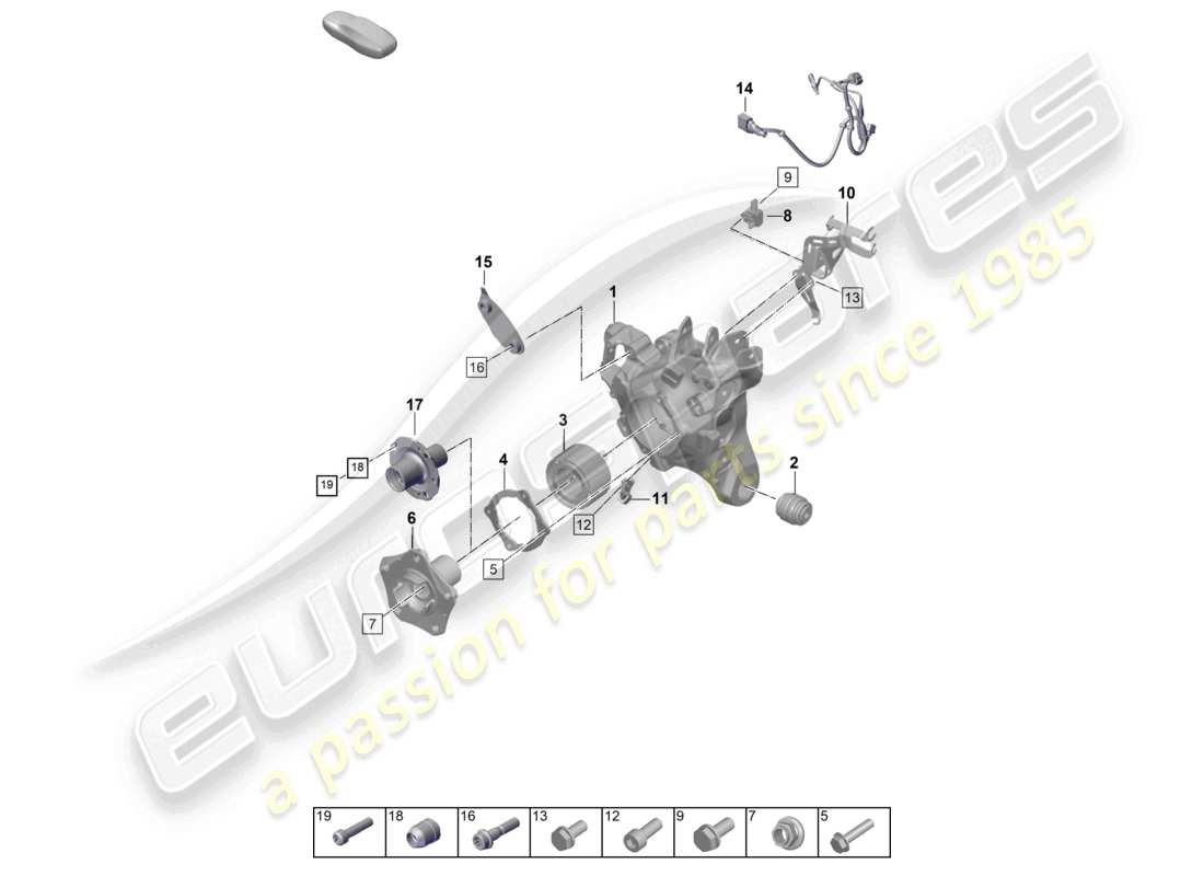 porsche 2025 (panamera 976) diagrama de piezas del cubo de la rueda del soporte de la rueda