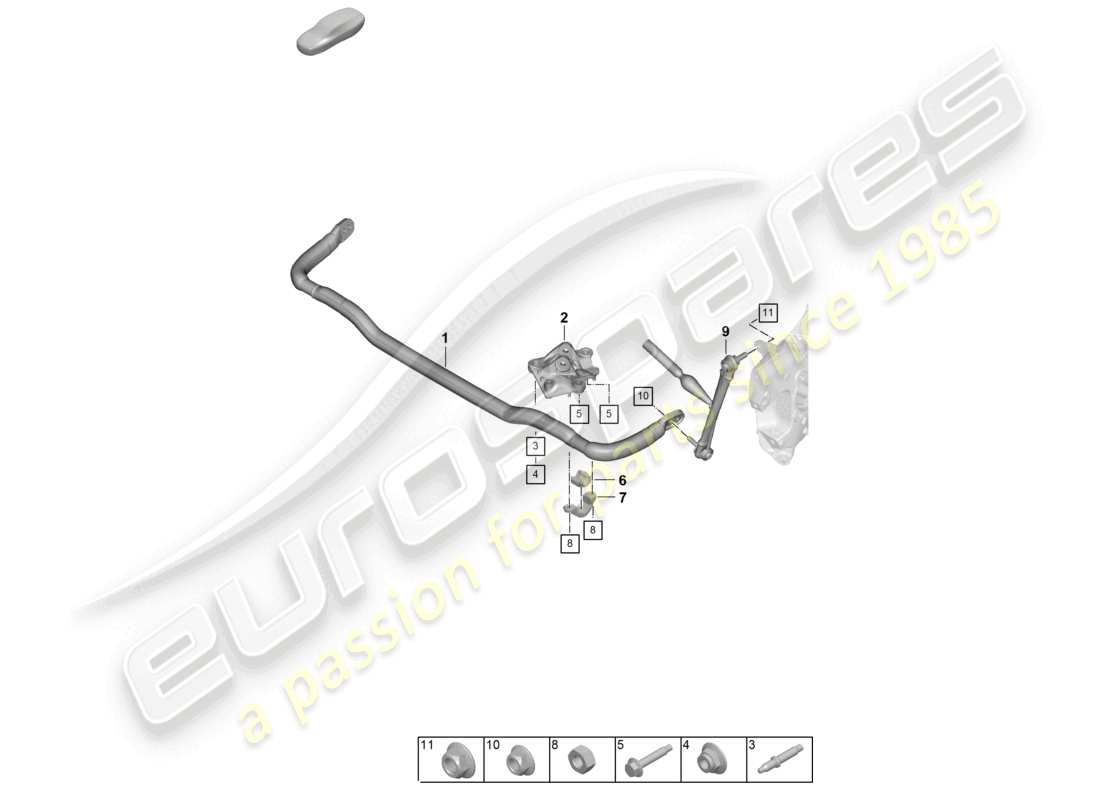 porsche 2025 (992-2 gt3) diagrama de piezas de la barra estabilizadora barra de acoplamiento