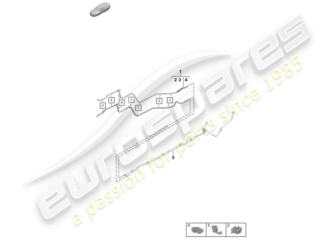porsche 2025 (992-2 gt3) diagrama de piezas de la parte trasera de la línea de combustible