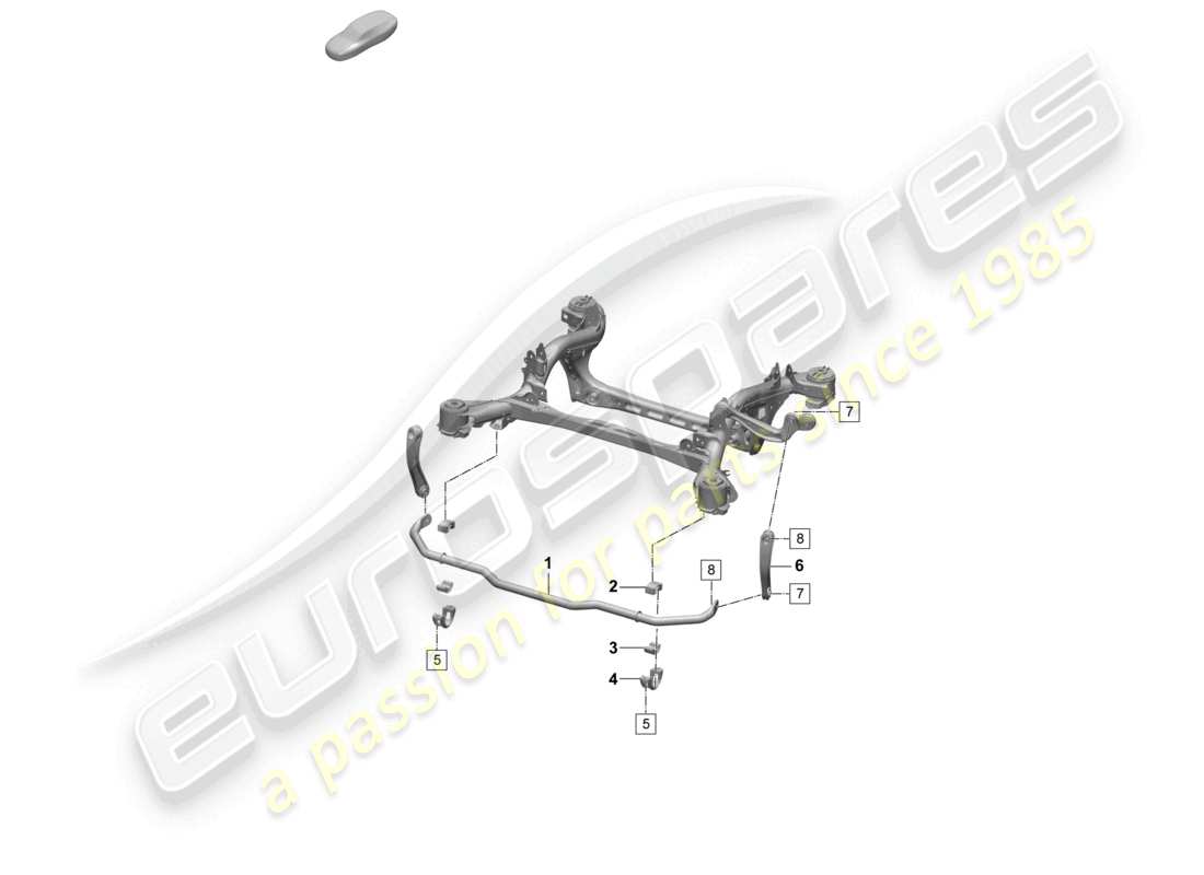 porsche 2025 (macan-e) eje trasero con barra estabilizadora diagrama de piezas